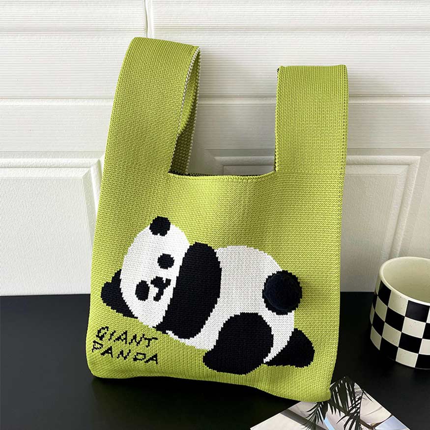 Bolso de punto elegante con diseño de panda