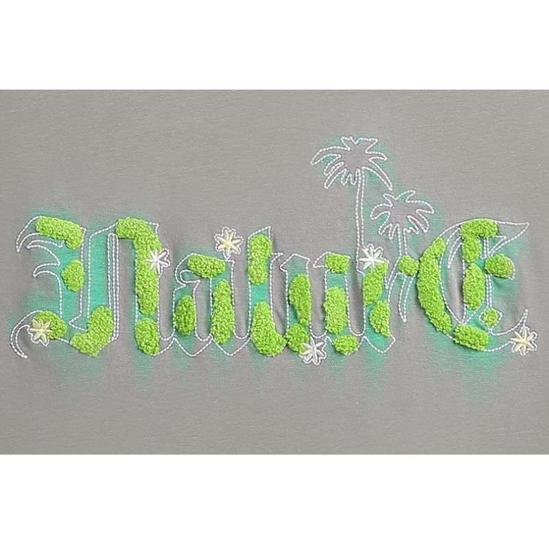 Towel Embroidered Coconut Tree Printed Tee