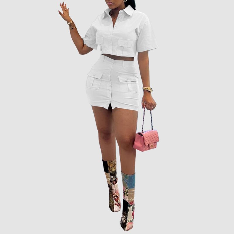 Conjunto de falda cargo de color sólido