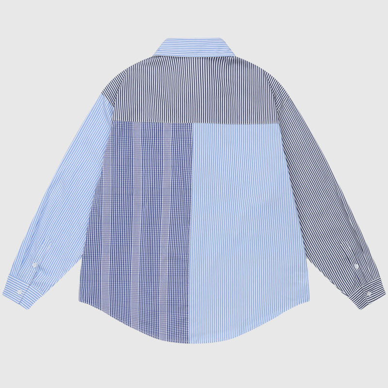 Irregular Patch Stripe Shirts