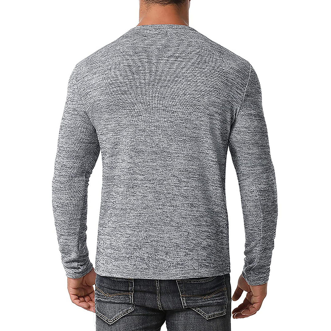 Men Casual Soft Cotton Waffle Knit Soft Sweater