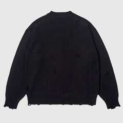 Herbst/Winter Streetwear Distressed Strickpullover