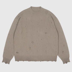 Herbst/Winter Streetwear Distressed Strickpullover