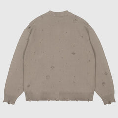 Herbst/Winter Streetwear Distressed Strickpullover