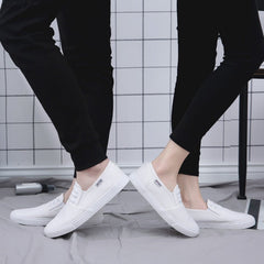 Zapatos de lona blancos sin cordones con protección para el trabajo para hombre