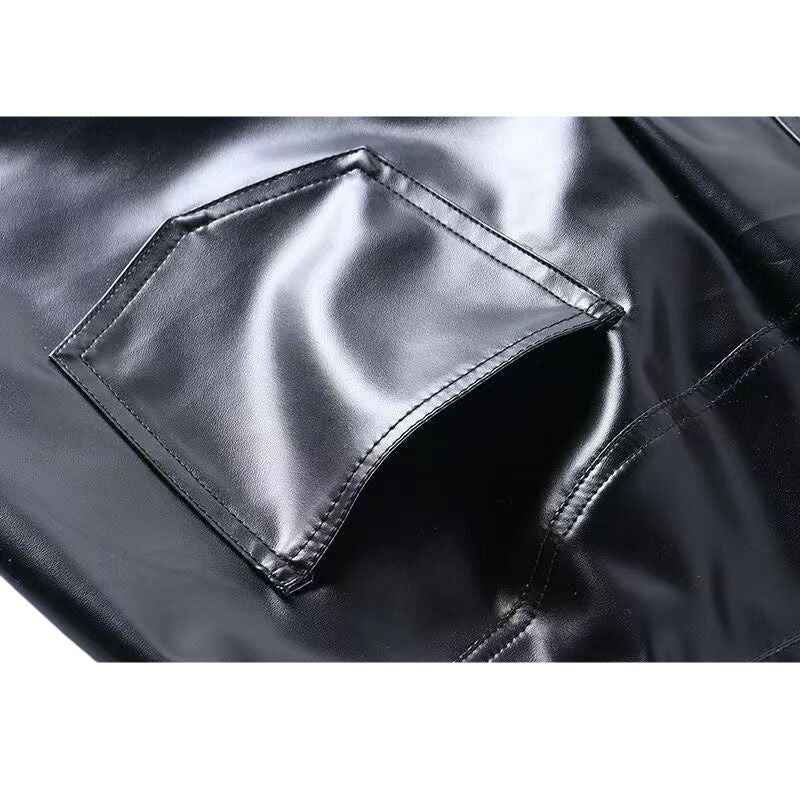 Pantalones de cuero sencillos de cintura alta