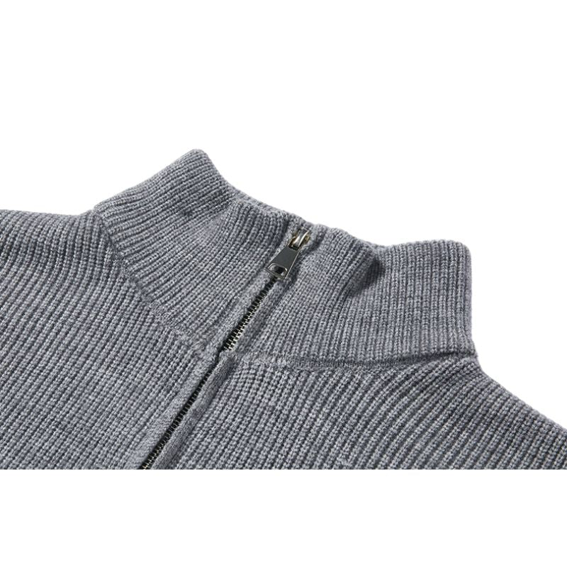 Mock Neck Lapel Stripe Pullover