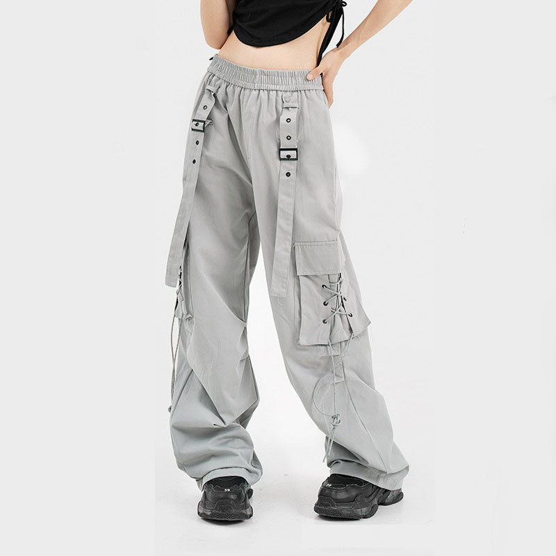 Ribbon Button Cargo Pants