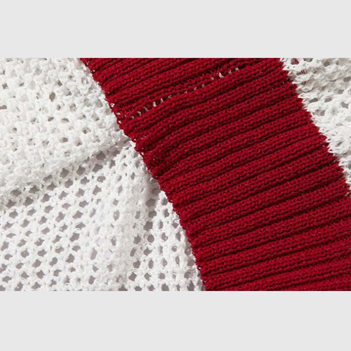 Red Crest White Knit Sweater