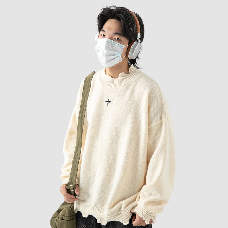 Irregular Raw Edge Knit Pullover