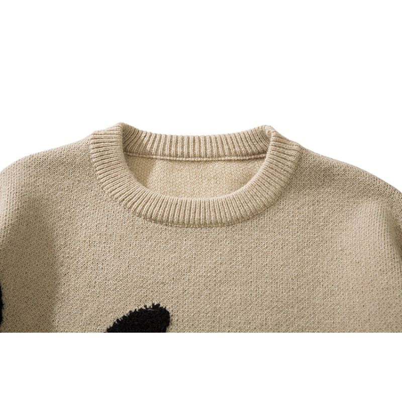 Cartoon Pattern Flocking Pullover