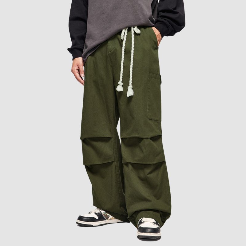 Lace-up Wide Leg Cargo Pants