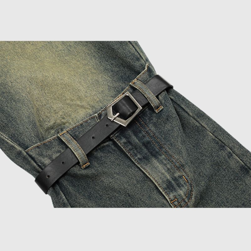 Belt-Paneled Cargo Jeans