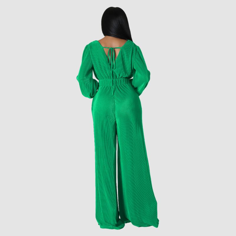 Plissierte Langarm-Jumpsuits