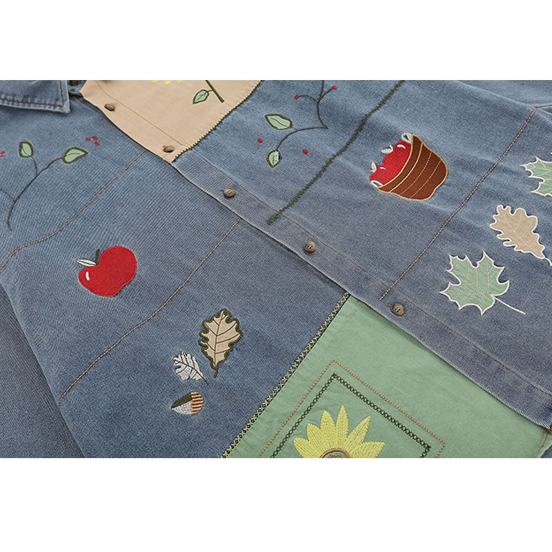 Cartoon Plant Denim Shirts