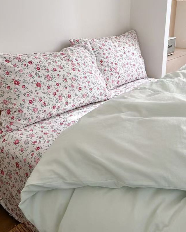 Chloe Pastel Candy Cotton Bedding Set - Pink Plaid