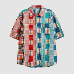 Plaid Panel Loose Shirt