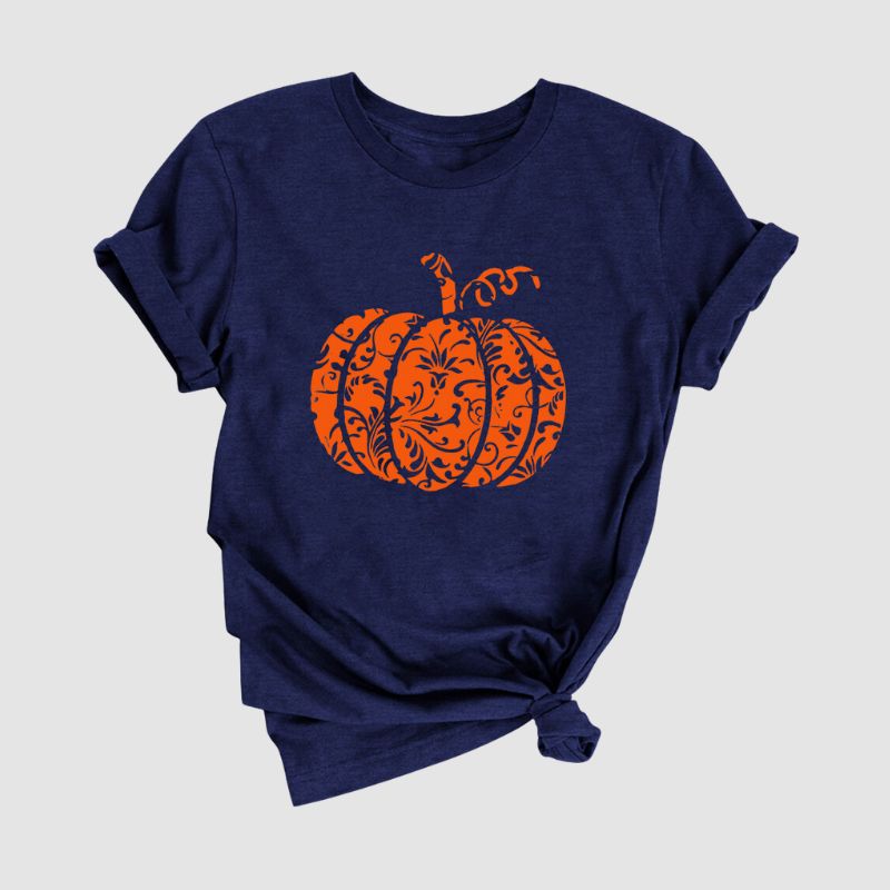 T-Shirt mit Halloween-Kürbis-Muster