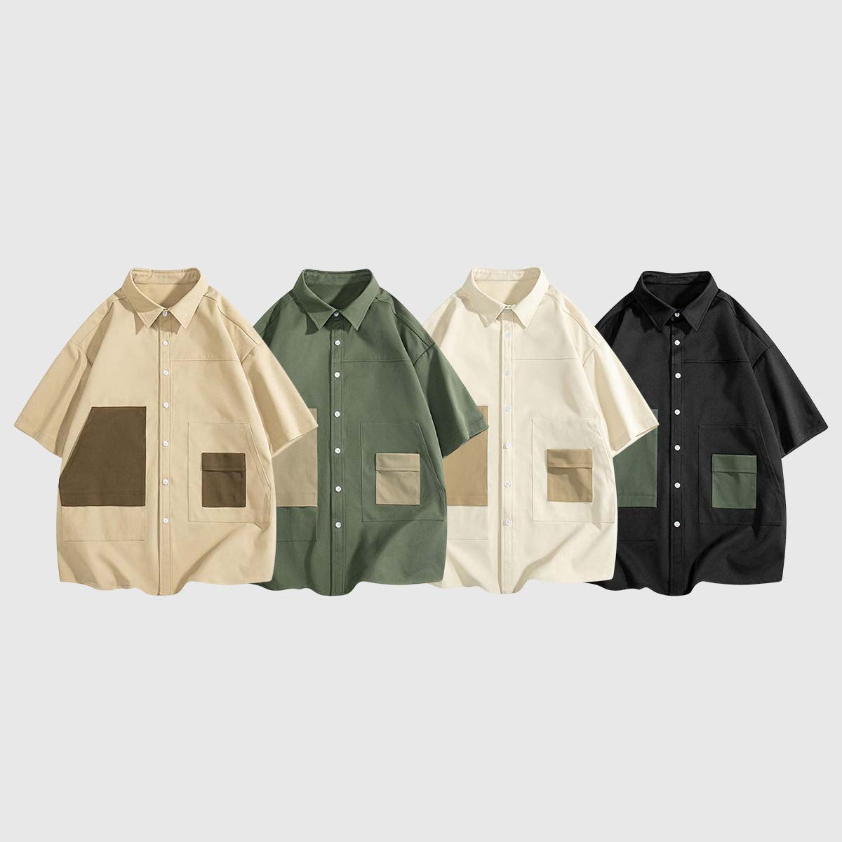 Camisas utilitarias oversize de dos tonos