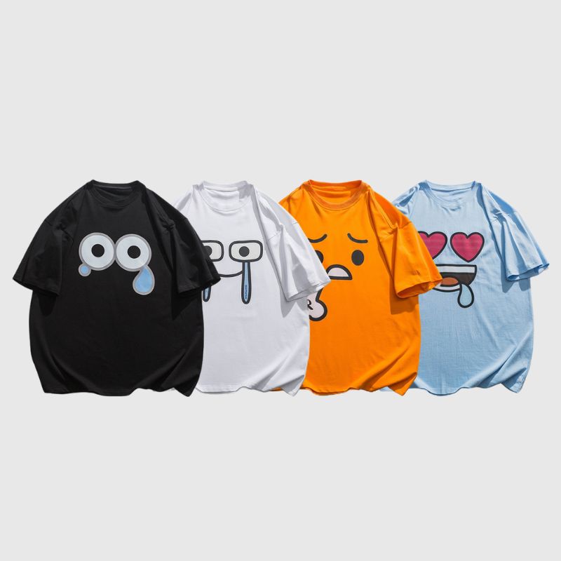 Camiseta estampada con emoticono de dibujos animados