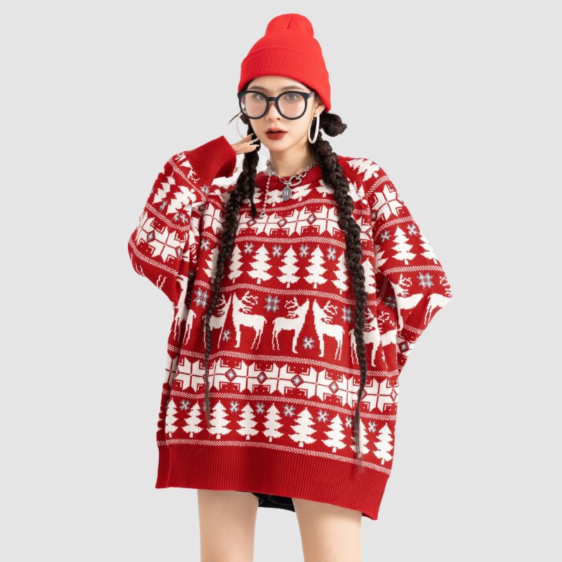 Christmas Elk Jacquard Pullover