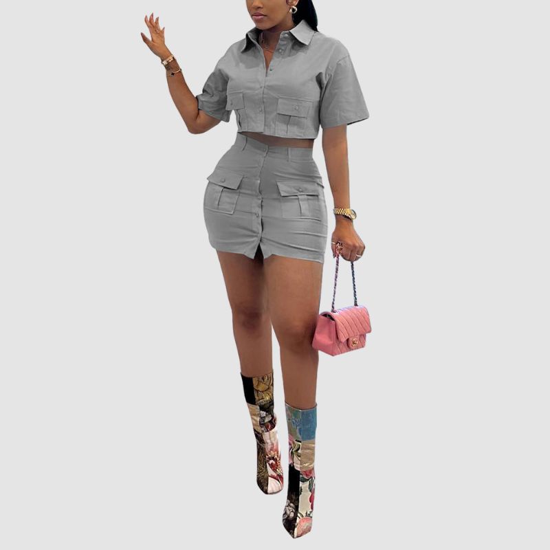 Conjunto de falda cargo de color sólido