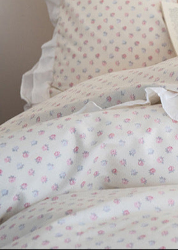 Annie Lace Ruffle Floral Bedding Set - Pink