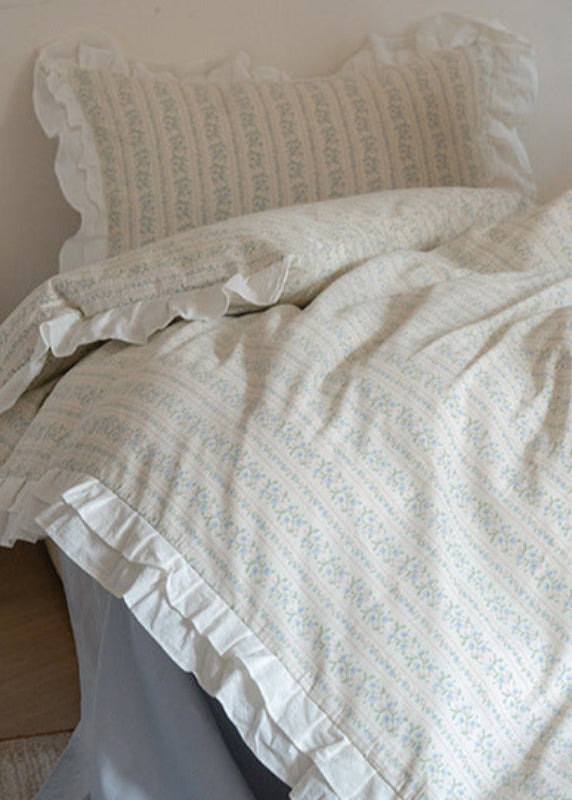 Annie Lace Ruffle Floral Bedding Set - Peach Pink