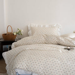 Annie Lace Ruffle Floral Bedding Set - Light Blue