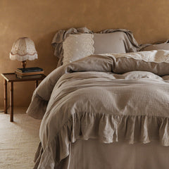 Audrey Retro Lace Embroidered Bedding Set - Dark Brown
