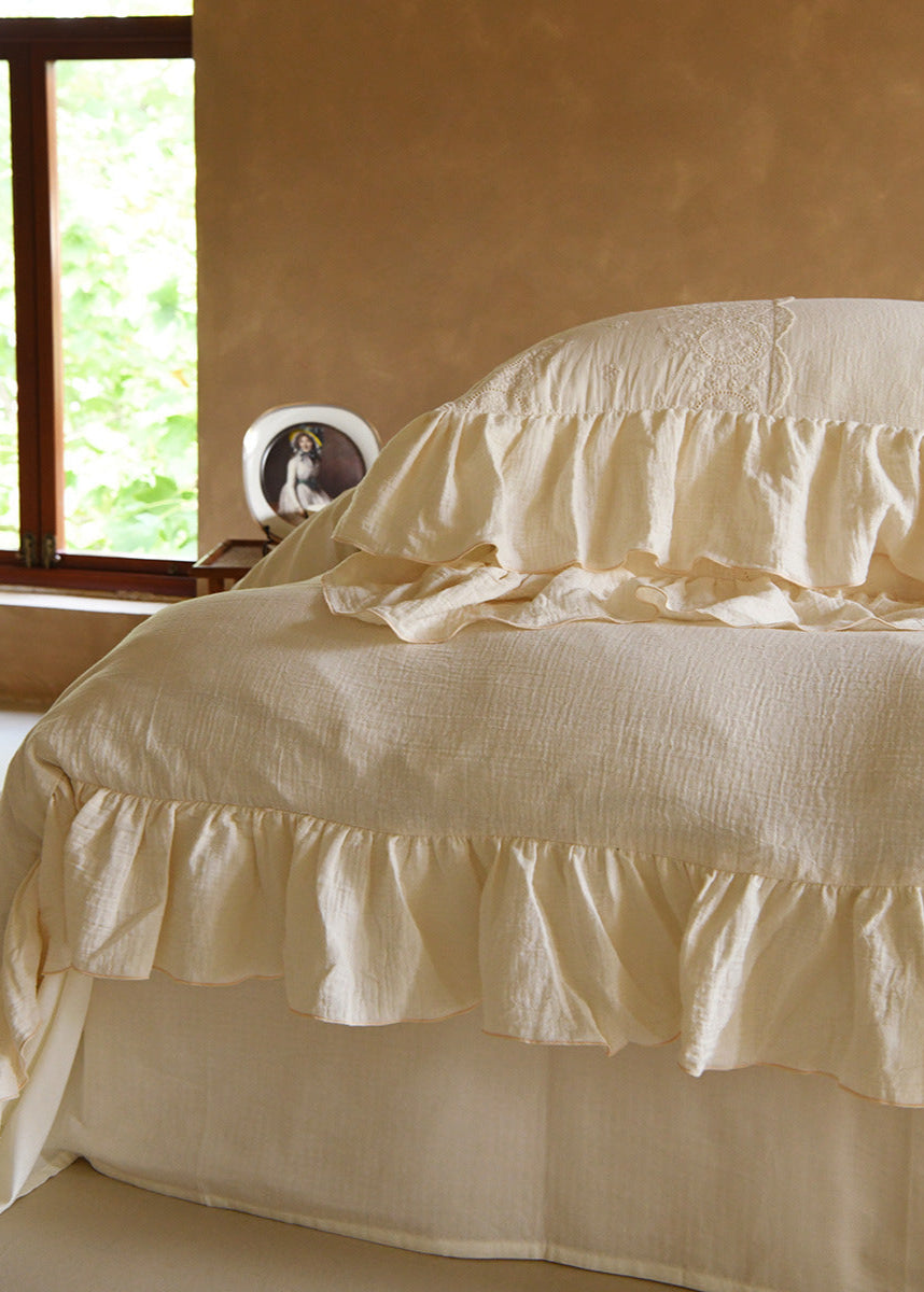 Audrey Retro Lace Embroidered Bedding Set - Dark Brown