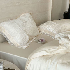 Aurora Lace Floral TENCEL Bedding Set - Beige