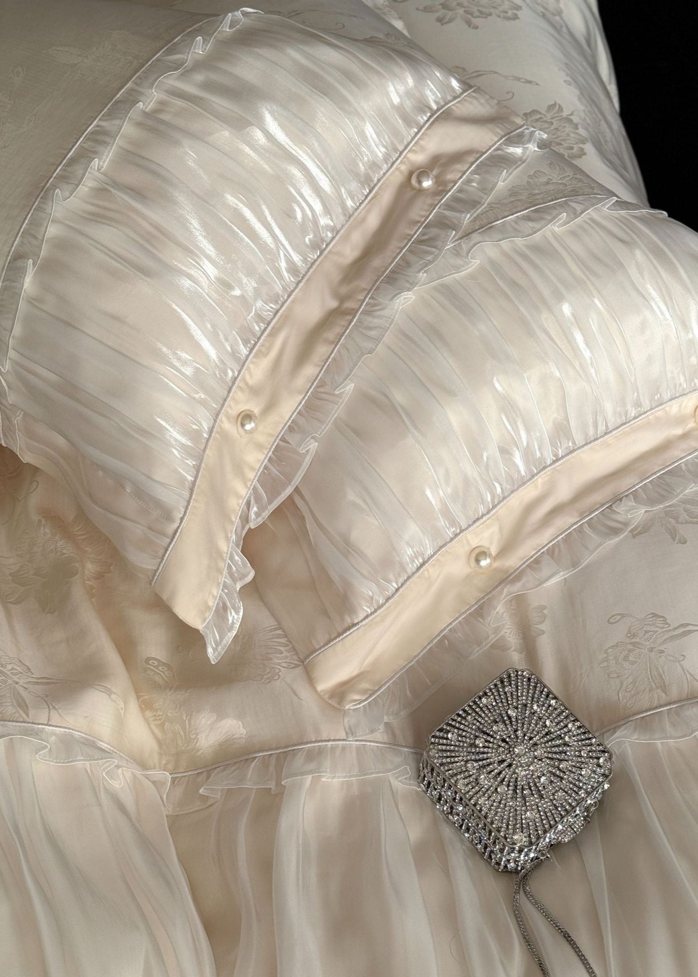 Aurora Lace Floral TENCEL Bedding Set - Beige