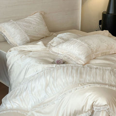 Aurora Lace Floral TENCEL Bedding Set - Beige