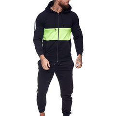 Men Fall Color Block 2 Pieces Sweatsuits