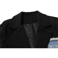 Denim-Blazer mit unregelmäßigen Stichen