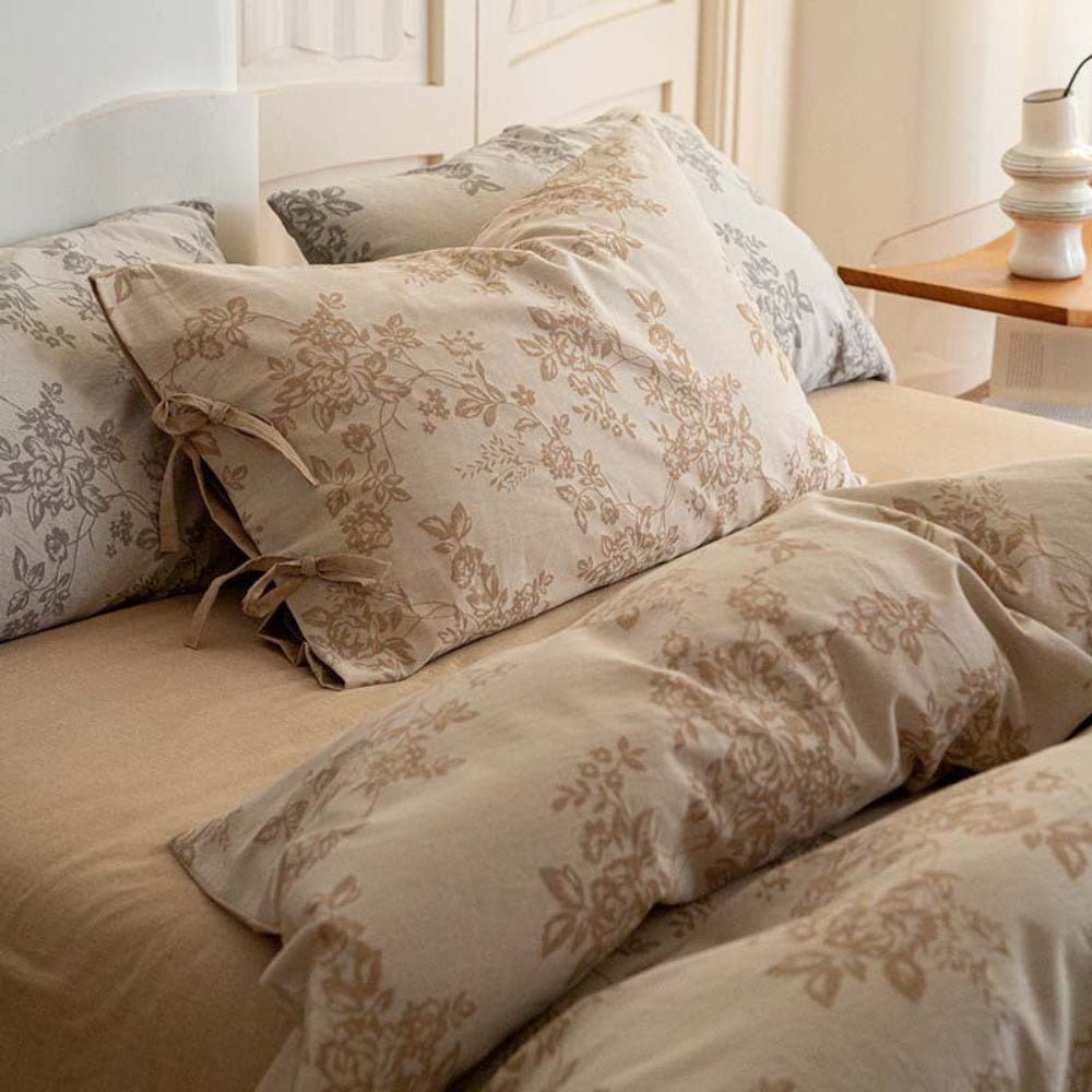 Bonnie Ribbon Bow Tie Floral Bedding Set - Pink