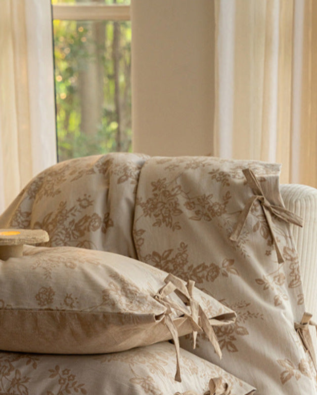 Bonnie Ribbon Bow Tie Floral Bedding Set - Pink
