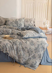 Bonnie Ribbon Bow Tie Floral Bedding Set - Blue