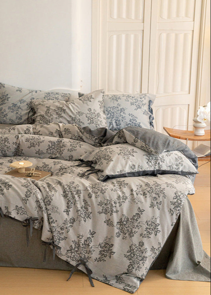 Bonnie Ribbon Bow Tie Floral Bedding Set - Pink