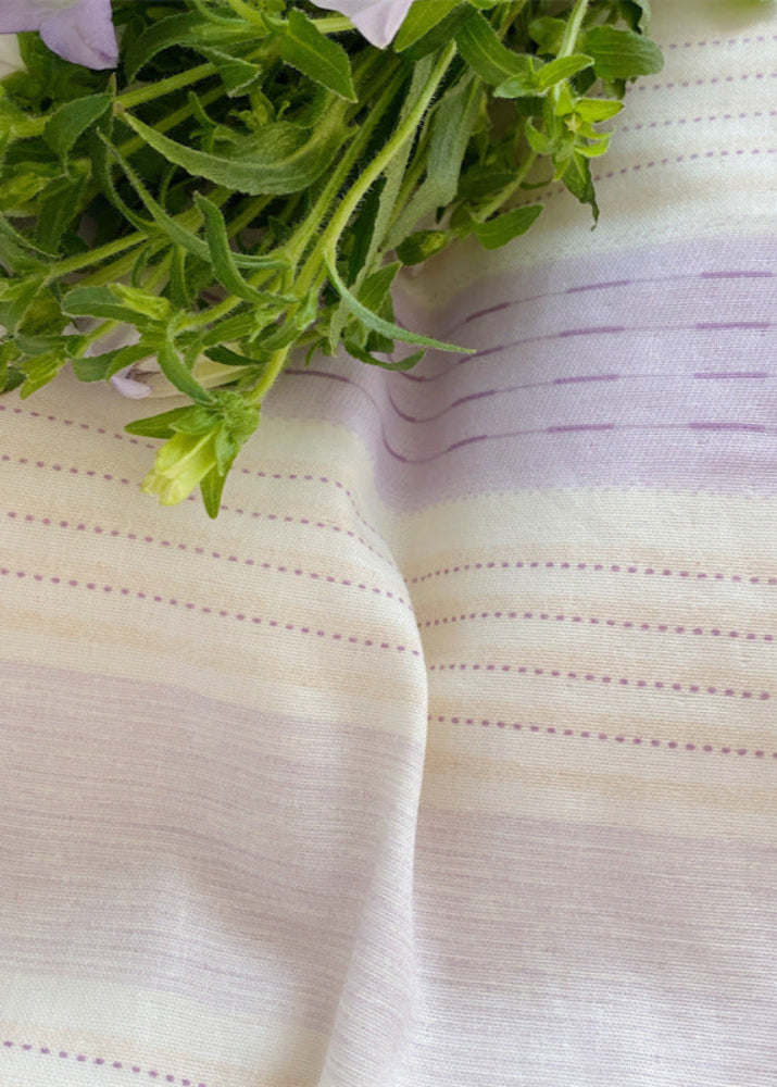 Cecilia Lace Ruffle Double Gauze Striped Bedding Set - Purple