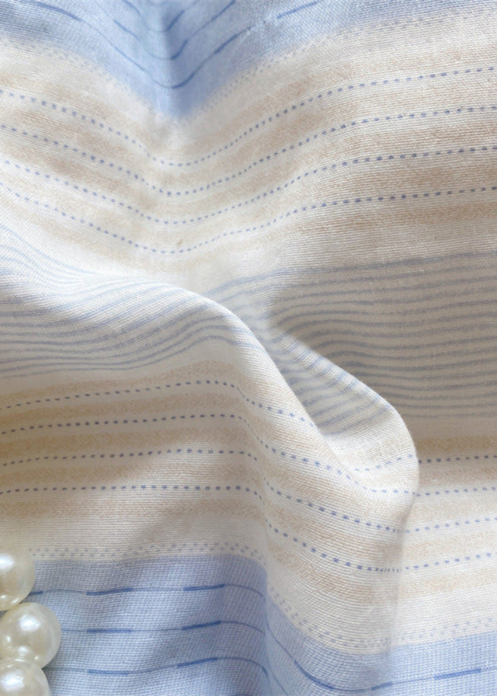 Cecilia Lace Ruffle Double Gauze Striped Bedding Set - Purple