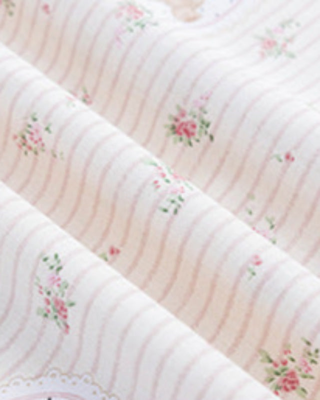 Celia Cottage Ribbon Bow Tie Floral Bedding Set - Pink