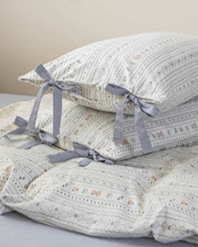 Celia Cottage Ribbon Bow Tie Floral Bedding Set - Pink