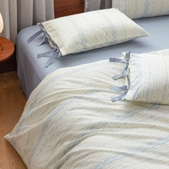 Celia Cottage Ribbon Bow Tie Floral Bedding Set - Blue