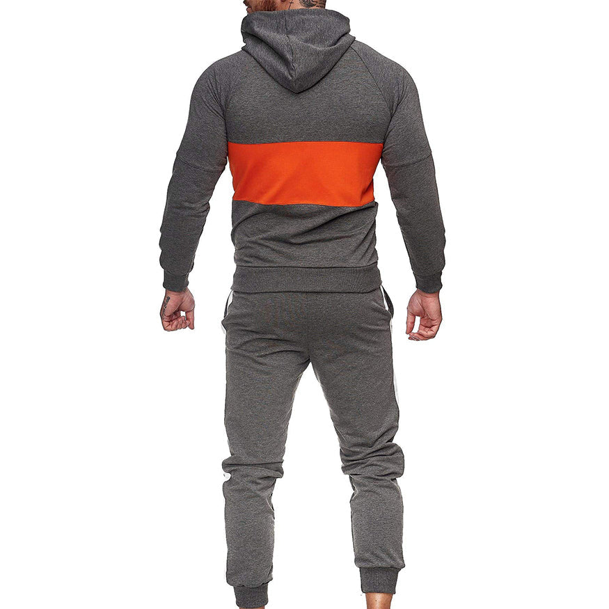 Conjunto deportivo de dos piezas con bloques de color para hombre en otoño