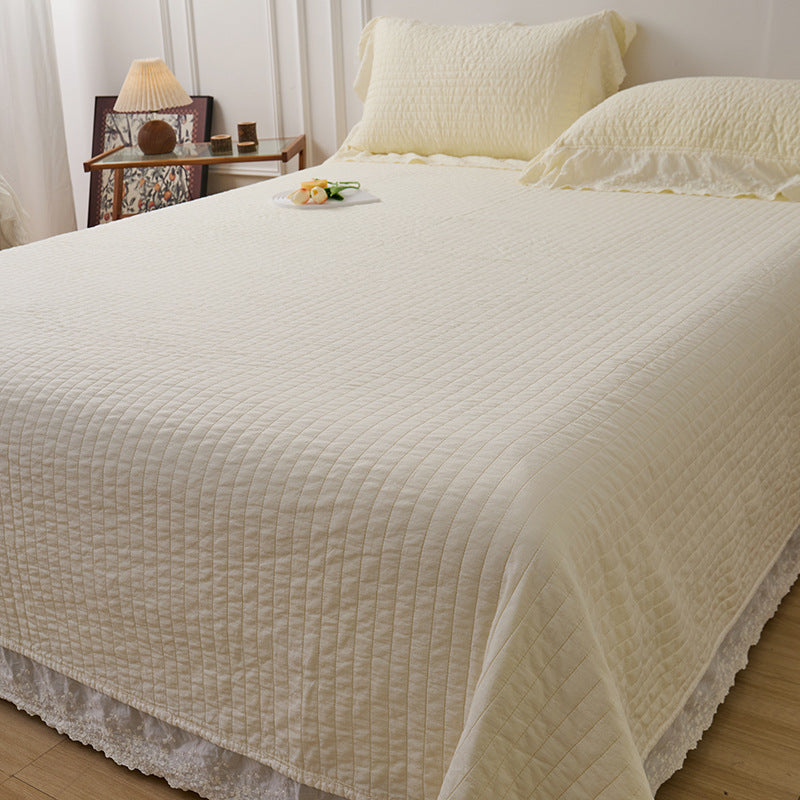 Ellie Lace Ruffle Quilted Bedding Set - Pink