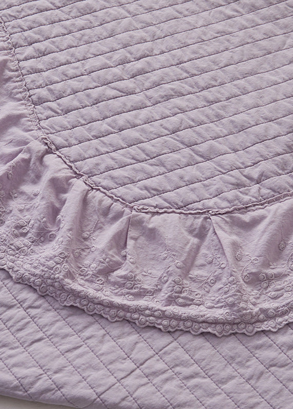 Ellie Lace Ruffle Quilted Bedding Set - Pink