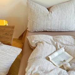 Emma Duo Striped Jacquard Bedding Set - Brown