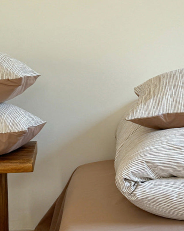 Emma Duo Striped Jacquard Bedding Set - Cream